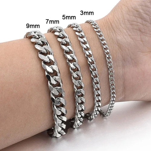 Cuban Chain Bracelet Classic Stainless Steel 3/5/7/9mm