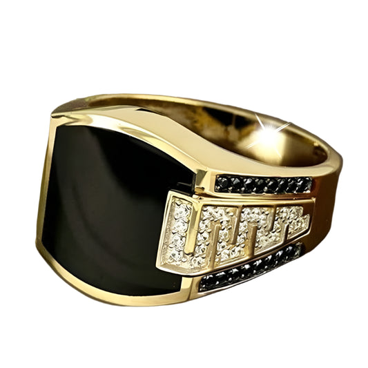 18k Gold Filling Inlaid Black Stone Zircon