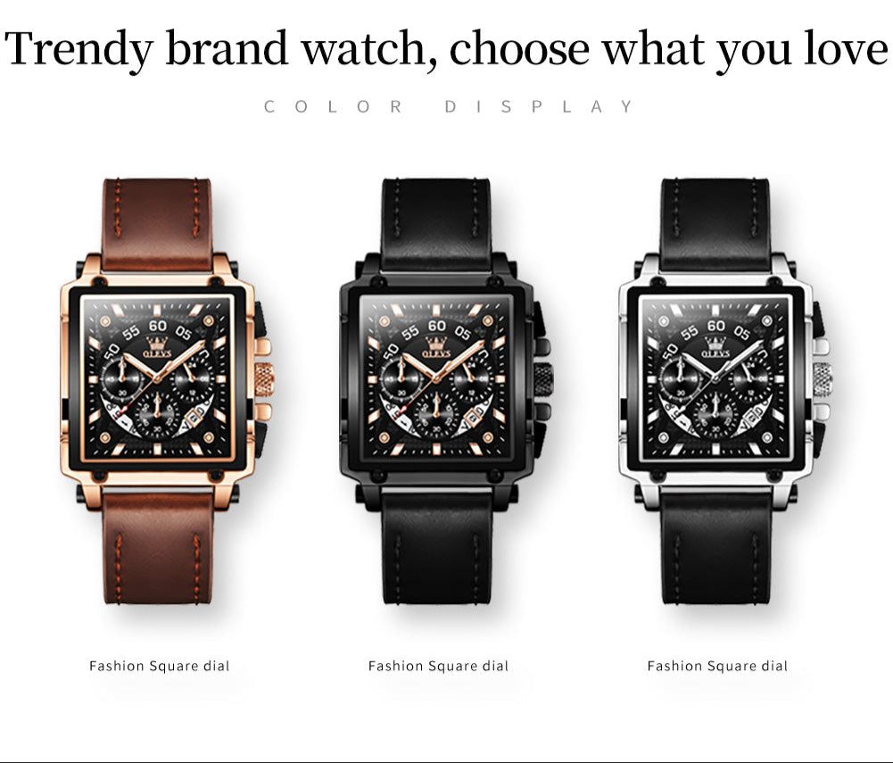 Square Quartz Watch Waterproof 3 Variants