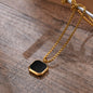 Vnox Black Square Necklace For Men, Stainless Steel Geometric Pendant,