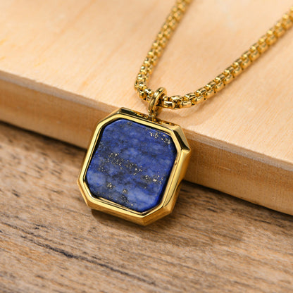 Vnox Black Square Necklace For Men, Stainless Steel Geometric Pendant,