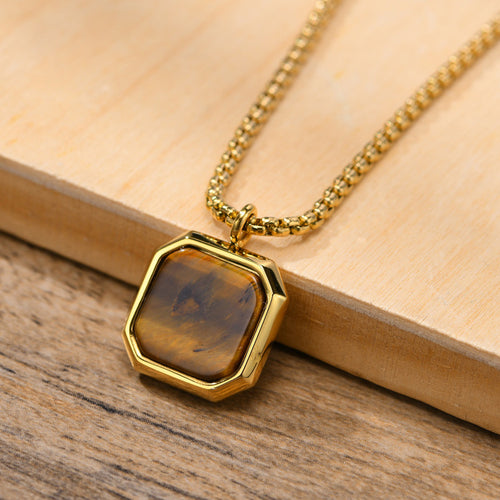 Vnox Black Square Necklace For Men, Stainless Steel Geometric Pendant,