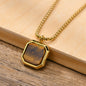 Vnox Black Square Necklace For Men, Stainless Steel Geometric Pendant,