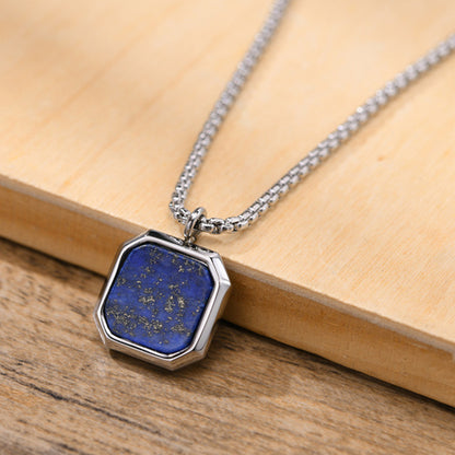 Vnox Black Square Necklace For Men, Stainless Steel Geometric Pendant,
