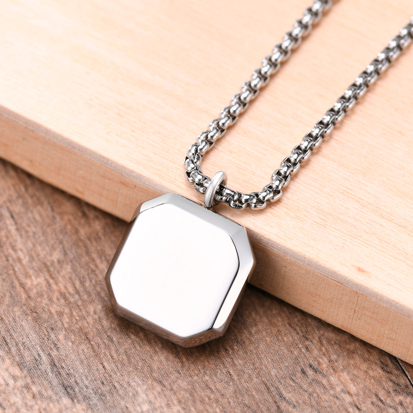 Vnox Black Square Necklace For Men, Stainless Steel Geometric Pendant,